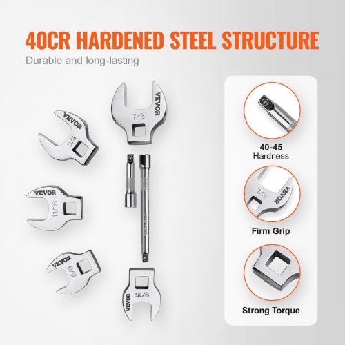 Crowfoot Wrench Set, 3/8" Drive 20-Piece Crows Foot Wrench Set with 2 Extension Bars and EVA Tool Organizer, SAE 3/8"-7/8" and Metric 10-22 mm, 40CR Material and Mirror Chrome Finish