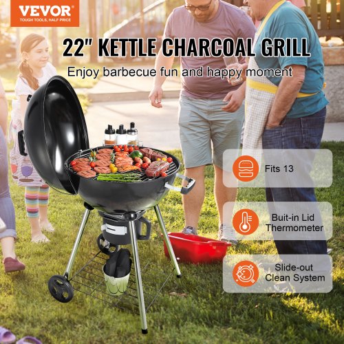 22 inch Kettle Charcoal Grill BBQ Portable Grill Outdoor Barbecue Cooking