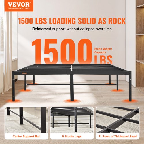 14 Inch Full Metal Bed Frame Platform, No Box Spring Needed, 1500 lbs Loading Capacity Embedded Heavy Duty Mattress Foundation with Steel Slat Support, Easy Assembly, Noise Free