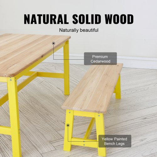 Kids Table and Bench Set Toddler Table and Chair Set of 3 for Arts Crafts