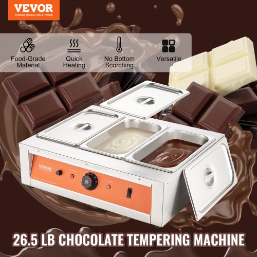 Chocolate Tempering Machine Chocolate Melting Pot 26.5 Lbs 3 Tanks