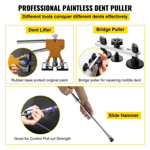 60 Pcs Paintless Dent Repair Tools, Glue Puller Tabs Dent Puller Kit, Dent Removal Tool, Led Baffle Board Car Dent Repair Kit, for Auto Dent Removal, Minor Dents, Door Dings And Hail Damage