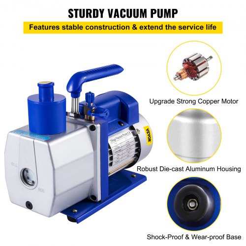 6 CFM 1/2 HP refrigeration vacuum pump,2 Stage Air Vacuum Pump AC Refrigeration Kit,Vacuum Forming Refrigeration Vacuum Packing,1/2 HP HVAC Combo Air Conditioning Refrigeration