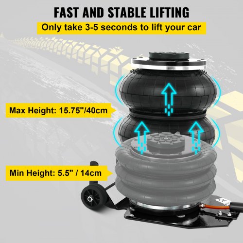 Triple Bag Air Jack Pneumatic Jack 6600LBS Heavy Load Pneumatic Air Jack