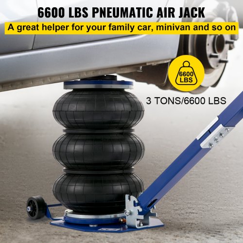Air Bag Jack 6600lbs Capacity Pneumatic Jack Quick Lift 3T, Heavy Duty, Car Repair Jacks and Floor Jacks, Folding Rod Fast Lifting, Triple Bag, with Two Wheels, Quick Car Lifting Jack