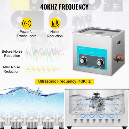 10L Ultrasonic Cleaner Jewelry Cleaner with Heater Timer for Jewelry Cleaning Knob Control Eyeglass Rings Dentures Music Instruments