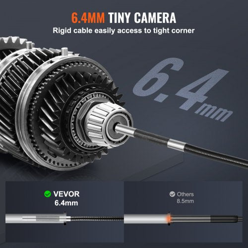 Articulating Borescope Camera with Light, Two-Way Articulated Endoscope Inspection Camera with 6.4mm Tiny Lens, 5" IPS 1080P HD Screen, 8X Zoom, 8 LED Light Snake Camera for Automotive, Plumbing
