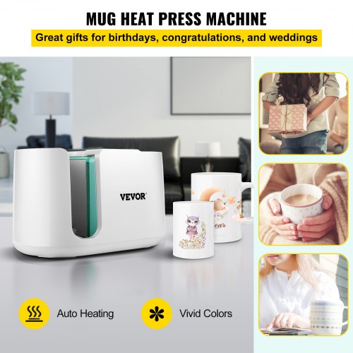 Mug Press Machine, Automatic Mug Heat Press 11-15oz, Cup Transfer Sublimation Portable Coffee Presser with One-touch Button, Pro Easy Mug Press Machine DIY Printing as Family Friends Presents