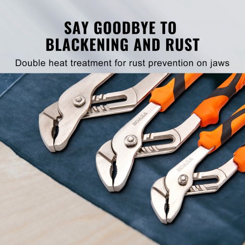 Groove Joint Pliers Set, 3-Piece 12/10/8 inch, Heat-Treated High Carbon Steel Water Pump Pliers, Button Quick Adjustable Pliers for Home Repair, Gripping, Nuts, Bolts, Pipes, Fittings