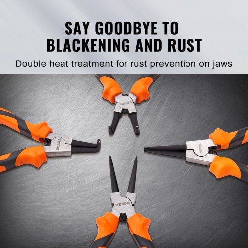 Snap Ring Pliers Set, 4-Piece 0.07" Tip Diameter, High Carbon Steel Straight and Bent Jaw, Heavy Duty Internal and External Circlip Pliers Kit, with Portable Tool Bag, For Ring Remover Retaining
