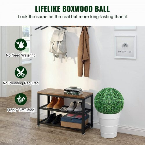 Artificial Topiaries Boxwood Trees, 24” Tall (2 Pieces), Ball-Shape Faux Topiaries Plant, All-year Green Feaux Plant Decorative Balls for Backyard, Balcony,Garden, Wedding and Home Décor