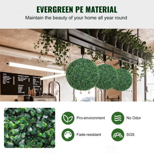 Artificial Topiaries Boxwood Trees, 24” Tall (2 Pieces), Ball-Shape Faux Topiaries Plant, All-year Green Feaux Plant Decorative Balls for Backyard, Balcony,Garden, Wedding and Home Décor
