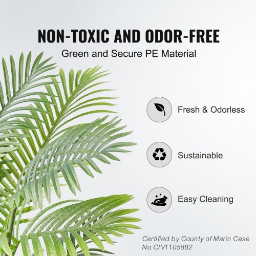 Artificial Palm Tree, 1.5m Tall Faux Plant, Secure PE Material & Anti-Tip Tilt Protection Low-Maintenance Plant, Lifelike Green Fake Tree for Home Office Warehouse Decor Indoor Outdoor