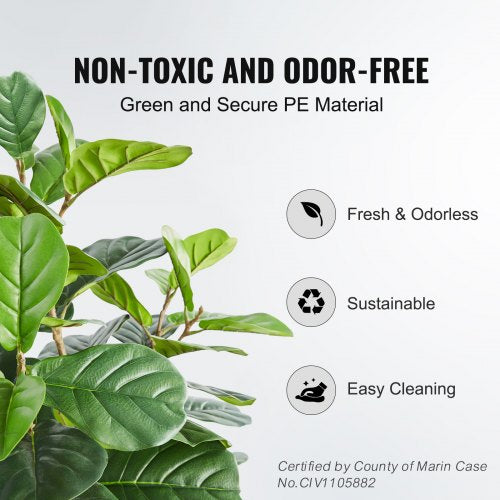 Artificial Fiddle Leaf Fig Tree, 4 FT, Secure PE Material & Anti-Tip Tilt Protection Low-Maintenance Faux Plant, Lifelike Green Fake Potted Tree for Home Office Warehouse Decor Indoor Outdoor