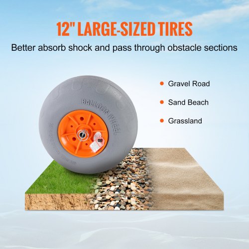 Heavy Duty Kayak Cart, 350lbs Load Capacity, Foldable Canoe Trolley Cart with 12'' Tires, Adjustable Carrier Width & Nonslip Support Foot, for Kayaks Canoes Paddleboards Float Mats Jon Boats