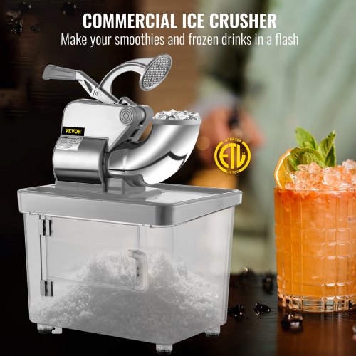 Snow Cone Machine Commercial 180kg/H, Snowball Machine Commercial 1450 r/Min, Snow Cone Machine With Insulation Ice Box, Snow Cone Maker PC Material Stainless Steel Snowcone Machines, Silver