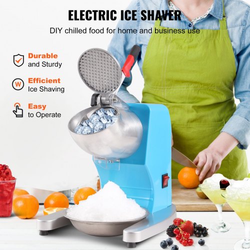 Electric Ice Crusher Machine 220LBS/Hr Snow Cone Maker Shaved Ice 300W