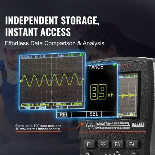 2-in-1 Handheld Digital Oscilloscope Multimeter 2.5MS/S 1MHZ with Bag
