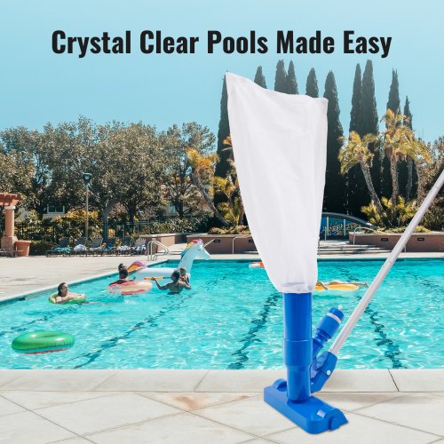 Portable Pool Vacuum, Handheld Pool Vacuum Cleaner with 3 Scrub Brushes & 56" 6 Sections Pole, Swimming Pool Jet Cleaner for Above Ground Pool, Inflatable Pool, Spas, Ponds & Fountains
