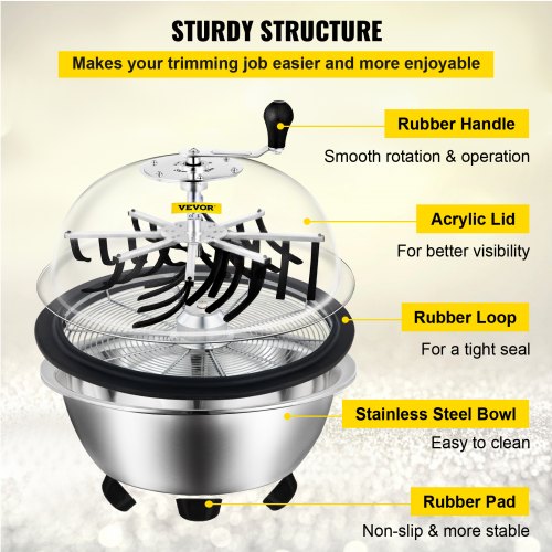 19 Inch Bowl Trimmer Manual Leaf Bowl Trimmer Hydroponic Pro Bowl Trimmer Leaf Bud Trim Reaper Cutter Twisted Spin Cut Plant Bud Flower(19 inch Bowl Trimmer)