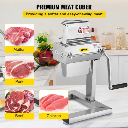 Meat Tenderizer Machine, 5 in/12.5 cm Cutting Width, Manual Steak Tenderizer with Stainless Steel Blades and C-Clamp Combs, Heavy Duty Construction Used for Tendering Pork Beef Mutton