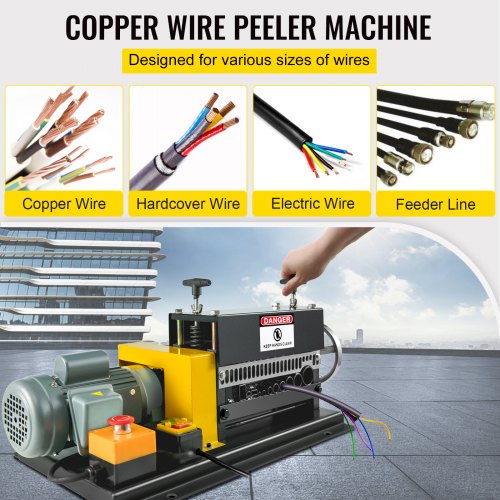 400W Electric Wire Stripping Machine, 1.5-38mm Portable Automatic Wire Stripper, Cable Benchtop Wire Stripping Machine with 10 Blades for Scrap Copper Recycling