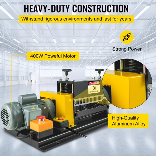 400W Electric Wire Stripping Machine, 1.5-38mm Portable Automatic Wire Stripper, Cable Benchtop Wire Stripping Machine with 10 Blades for Scrap Copper Recycling