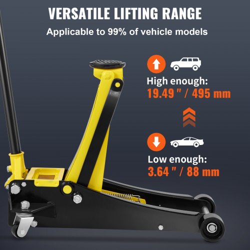 Floor Jack, 2.5 Ton Low Profile Floor Jack, Heavy-duty Steel Racing Floor Jack With Dual Pistons Quick Lift Pump, Floor Jack Lifting Range 88 mm-495 mm