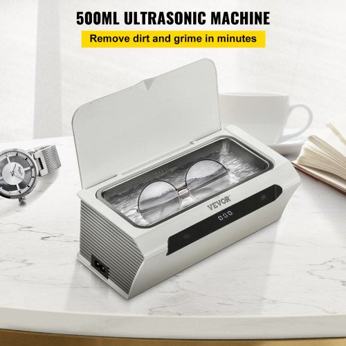 Ultrasonic Jewelry Cleaner, 45 kHz 500ML, Professional Ultra Sonic Cleaner w/ Touch Control, Digital Timer, Cleaning Basket, Stainless Steel Ultrasound Cleaning Machine for Watches Glasses