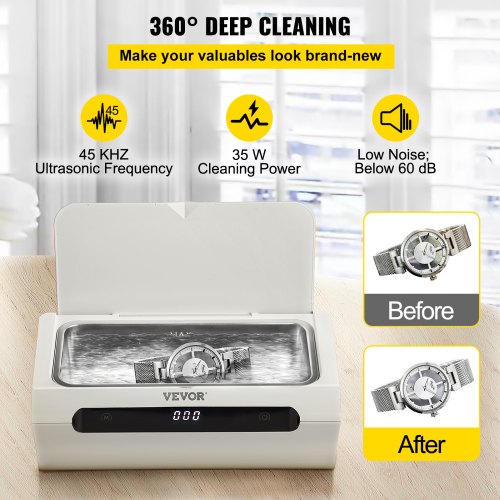 Ultrasonic Jewelry Cleaner, 45 kHz 500ML, Professional Ultra Sonic Cleaner w/ Touch Control, Digital Timer, Cleaning Basket, Stainless Steel Ultrasound Cleaning Machine for Watches Glasses