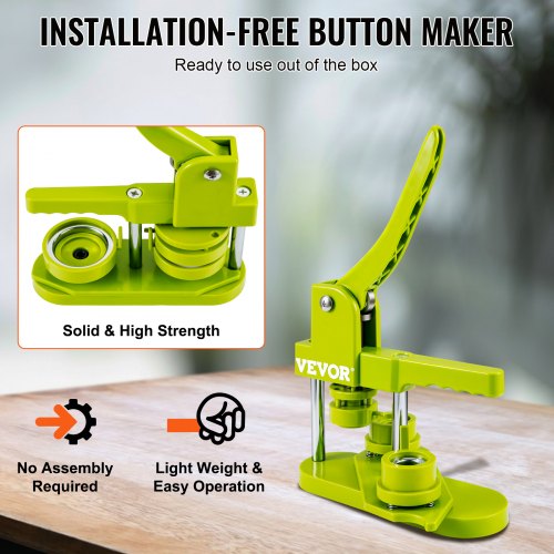 Button Maker Machine, Installation-Free Badge Punch Press Kit, 25mm (1 inch) Pin Maker, Button Making Supplies with 500pcs Button Parts & Circle Cutter & Magic Book