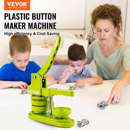 Button Maker Machine, Installation-Free Badge Punch Press Kit, 58mm (2.25 inch) Pin Maker, Button Making Supplies with 100pcs Button Parts & Circle Cutter & Magic Book