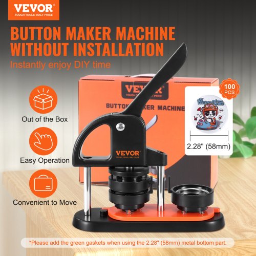 Button Maker Machine, 2.28 inch/58mm Pin Maker, Installation-Free Badge Punch Press Kit, Children DIY Gifts Button Making Supplies with 500pcs Button Parts, Circle Cutter, Magic Book