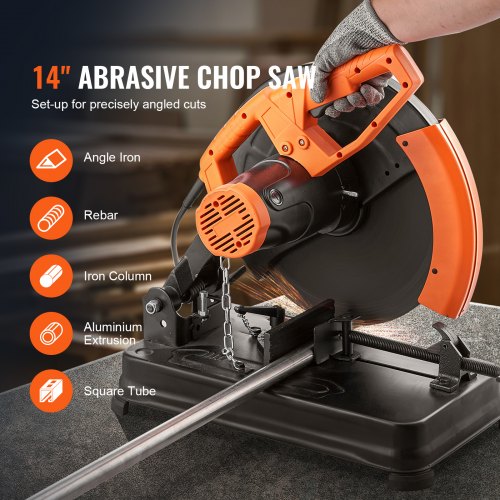 Abrasive Chop Saw 14in Mitering Chop Saw for Cutting Metal 45° Angle Cuts