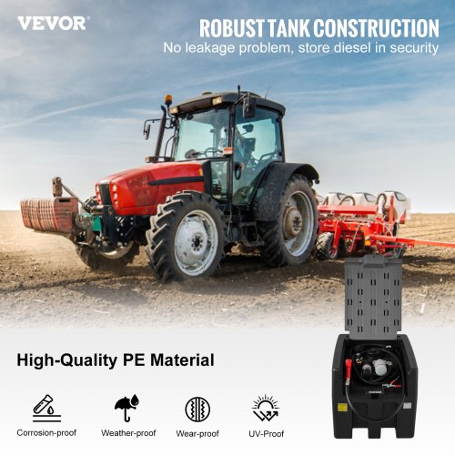 Portable Diesel Tank, 58 Gallon Capacity & 10 GPM Flow Rate, Diesel Fuel Tank with 12V Electric Transfer Pump and 13.1ft Rubber Hose, PE Diesel Transfer Tank for Easy Fuel Transportation, Black