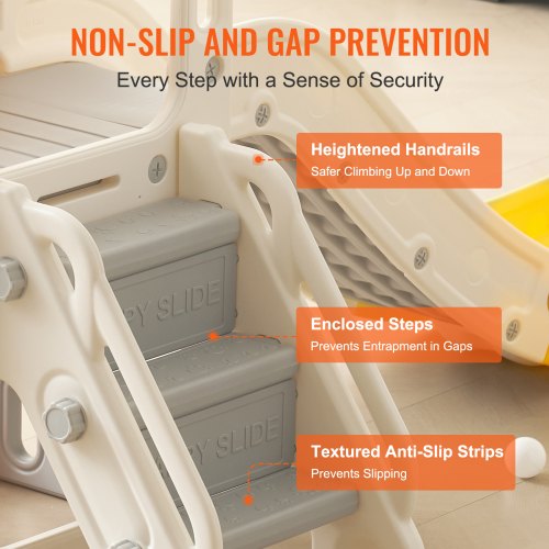 Toddler Slide, Kid Slide for Toddlers Age 1-12 w/ Climbable Ladders & Basketball Hoop & Storage Space, Indoor Outdoor Slide Playset for Kids Within 50kg, Toddler Playground w/ Raised Handrail