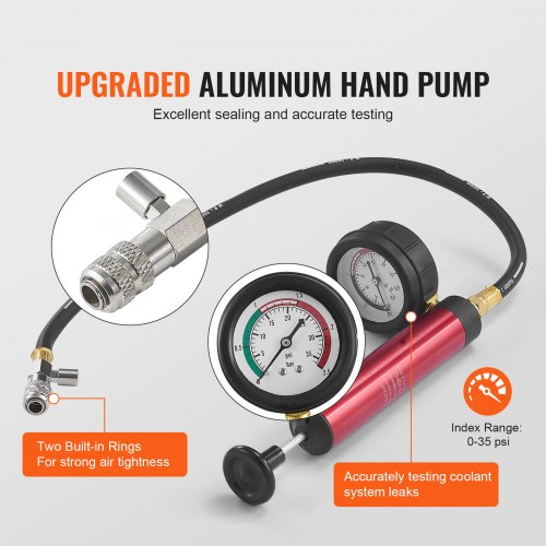 14 pcs Universal Radiator Pressure Tester Kit, Coolant Pressure Tester Kit with Manual Pump and Color-coded Steel Test Cap Adapters, with Toolbox, For Cars Motorcycles Trucks Cooling System