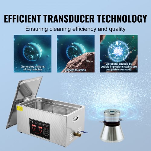 Ultrasonic Cleaner with Digital Timer & Heater, Professional Ultra Sonic Jewelry Cleaner, Stainless Steel Heated Cleaning Machine for Glasses Watch Rings Small Parts Circuit Board (22L)