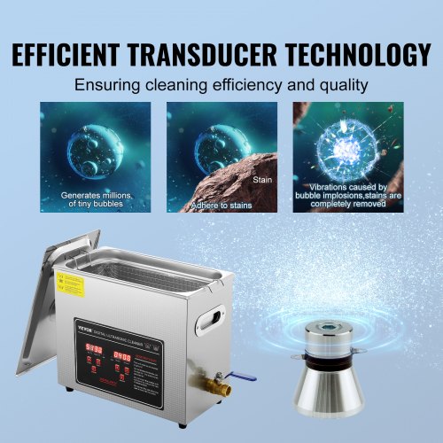 Ultrasonic Cleaner with Digital Timer & Heater, Professional Ultra Sonic Jewelry Cleaner, Stainless Steel Heated Cleaning Machine for Glasses Watch Rings Small Parts Circuit Board (6L)