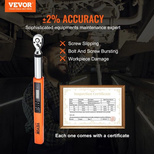 Digital Torque Wrench Adjustable Torque Wrench 3/8" Drive 3.7-37 ft.lb