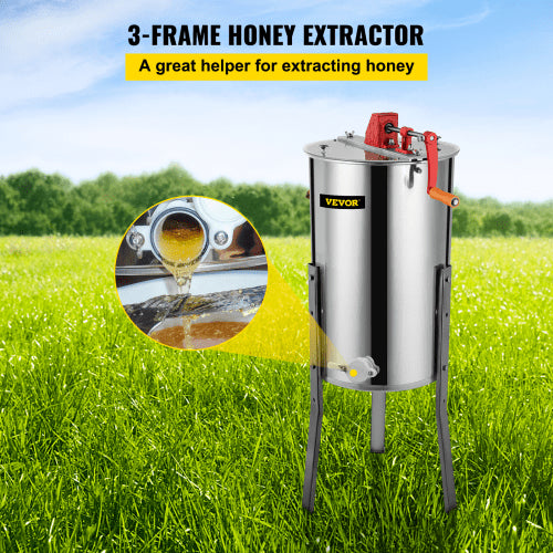 3 Frame Manual Honey Extractor Separator Stainless Steel Bee Extractor Stainless Steel Honeycomb Spinner Crank. Beekeeping Extraction Apiary Centrifuge Equipment