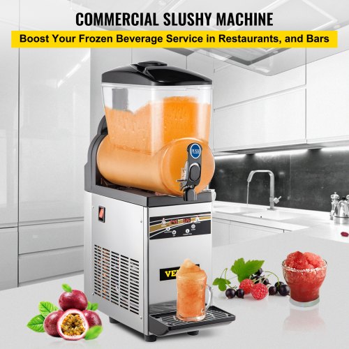 Commercial Slushy Ice Machine, 1 x 15 L Commercial Slush Ice Machine 500 W 220 V Stainless Steel Slush Ice Machine Slush Machine 52 x 21 x 80 cm Slushy Maker Machine Slush Machine