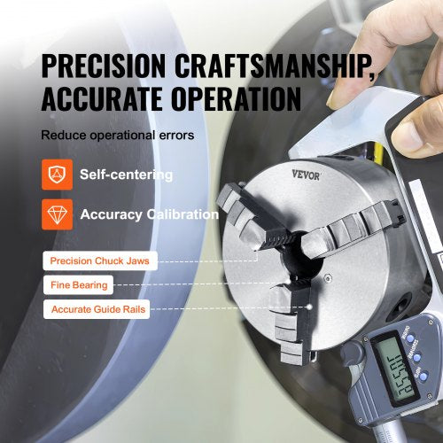3-Jaw Lathe Chuck, 4'', Self-Centering Lathe Chuck, 0.08-4 in/2 -100 mm Clamping Range with T-key Fixing Screws Reversible Jaws, for Lathe 3D Printer Machining Center Milling Drilling Machine