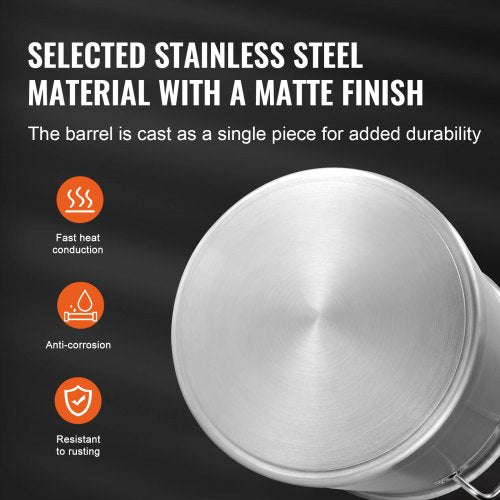 Stainless Steel Stockpot, 42 Quart Large Cooking Pots, Cookware Sauce Pot with Strainer, Lid, and Handle, Heavy Duty Commercial Grade Stock Pot, Sanding Treatment, for Large Groups Events Silver