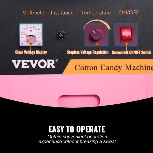 Commercial Cotton Candy Machine Sugar Floss Maker 1000W for Party Pink