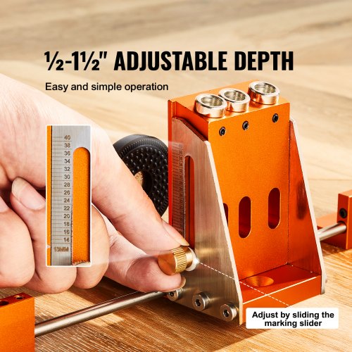 Pocket Hole Jig Kit, 34 Pcs Pocket Hole Jig System with 11" C-clamp, Fixture, Step Drills, Wrenches, Drill Stop Rings, Square Drive Bits, Toolbox, for DIY Carpentry Projects, Adjustable