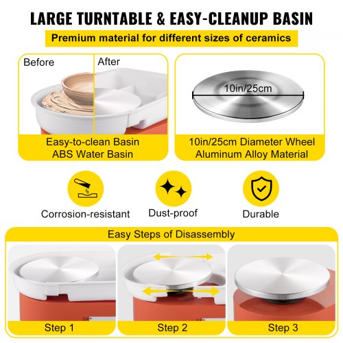 Electric Pottery Wheel Ceramic Machine 25cm Pottery Wheel Machine 280W Pottery DIY Kit with Shaping Tool Kit for Ceramic Work Ceramics Clay