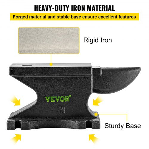 Cast Iron Anvil, 55 Lbs(25kg)Single Horn Anvil with 8.6 x 4.1 inch Countertop and Stable Base, High Hardness Rugged Round Horn Anvil Blacksmith, for Bending, Shaping, Twisting
