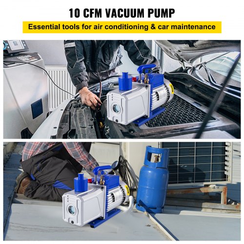 10CFM 2 Stages Vacuum Pump, 1HP Refrigerant Vacuum Pump, Air Condition Dual Stage AC Conditioning for Freezing Food Packaging Automobile Reparation Vacuum Evacuation(VP280)