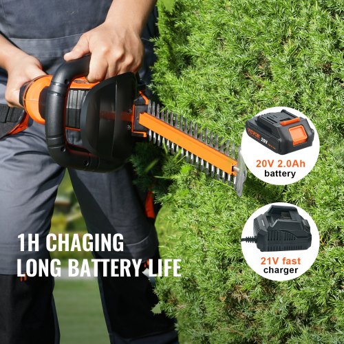 20V Cordless Hedge Trimmer 18in Steel Blade with Battery and Fast Charger